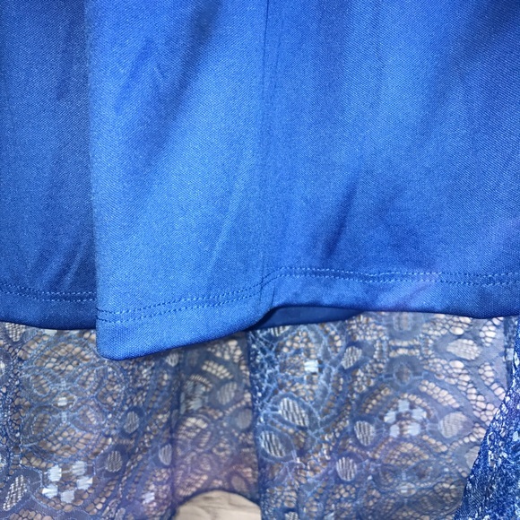 LuLaRoe XS white & blue floral lace Lola skirt - Picture 6 of 8